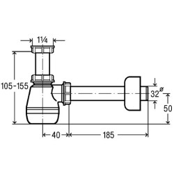 Sifoon bidetiga, ilma ventiilita VIEGA 1 1/4"" x 32 mm, 120337