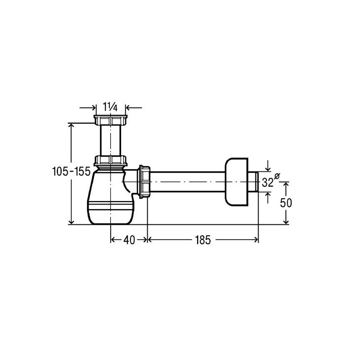 Sifoon bidetiga, ilma ventiilita VIEGA 1 1/4"" x 32 mm, 120337
