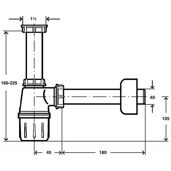 Sink siphon with sediment trap, without vent VIEGA 1 1/2"" x 40 mm, 119270