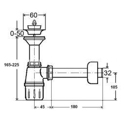 Sink siphon with sediment trap, with VIEGA valve 1 1/4"" x 40 mm, 309312