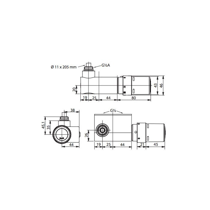 Nurgatermiline element DANFOSS VHX Mono rätikukuivatitele