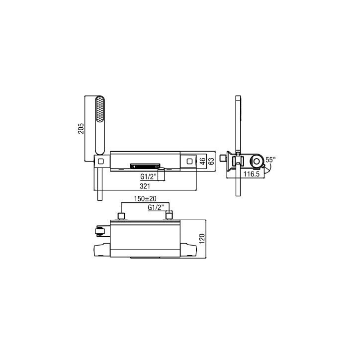 Thermostatic bath-shower mixer with waterfall flow type ALPI Zago