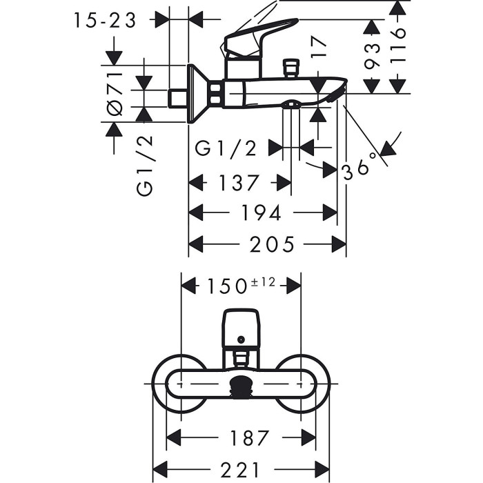 Vannitoa - dušisegisti HANSGROHE Logis, 71400000