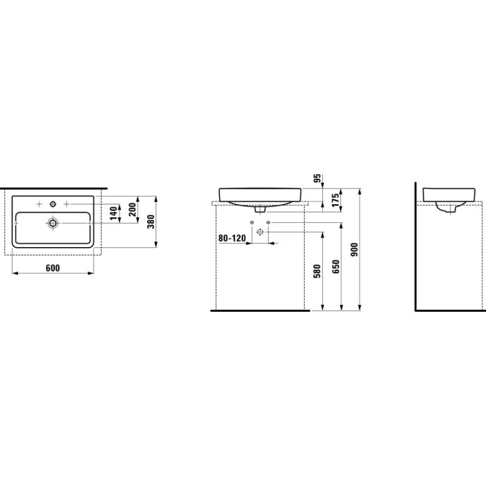 LAUFEN Pro S sink, 600 x 380 mm