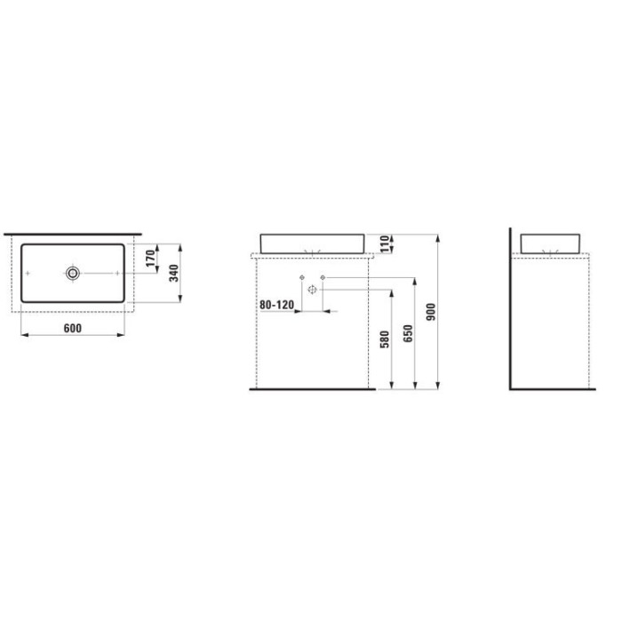 Laufen Pro S sink, 600 x 400 mm, LCC coating, H8169524001121