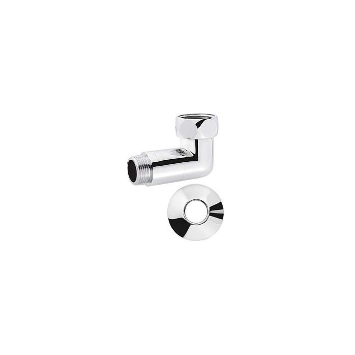 Corner connection fitting chrome-plated (shiny) PROFACTOR 3/4"" x 1/2"" with a free nut MF