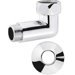 Corner connection fitting chrome-plated (shiny) PROFACTOR 1"" x 1/2"" with a free nut MF