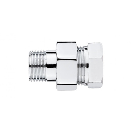 The chrome-plated (shiny) PROFACTOR 1"" x 1"" connection is disassembled.