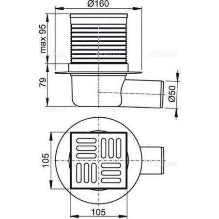 Horizontal trap ALCA PLAST APV31 with "dry" siphon