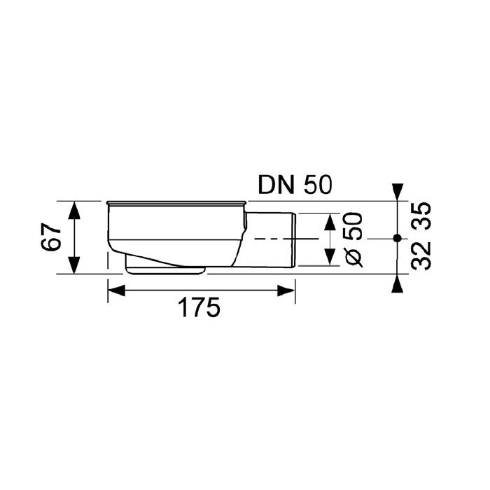 Low siphon TECEdrainline DN 50 horizontal