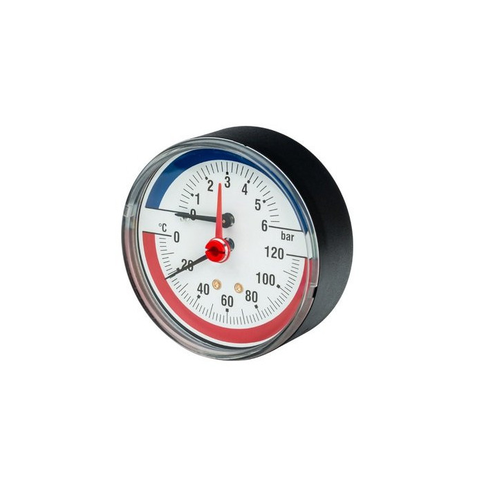 Horizontal thermometer WATTS 80 mm, 0-120° C, 0-6 bar