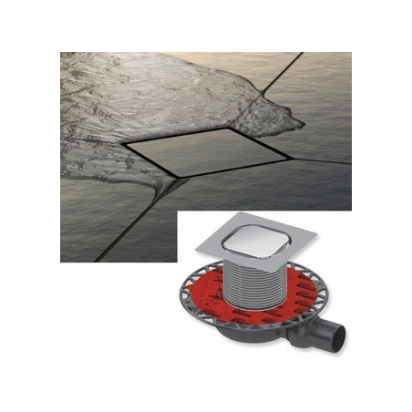 Stainless steel grates designed for natural stone adhesion TECEdrainpoint S, 100 x 100 mm
