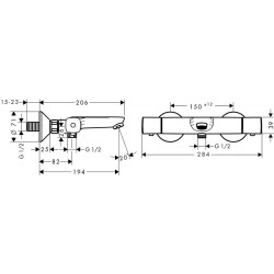 Термостатический смеситель для ванны и душа HANSGROHE Ecostat Universal, 13123000