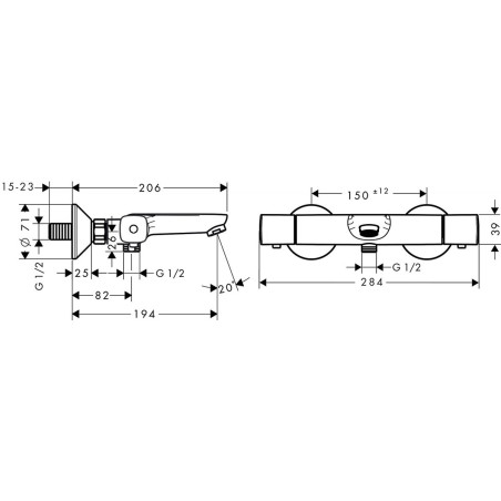 Termostaatiline vann - dušisegisti HANSGROHE Ecostat Universal, 13123000