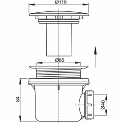 Sifoondušš ALCAPLAST 116 mm jaoks