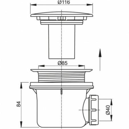 Siphon shower tray ALCAPLAST 116 mm