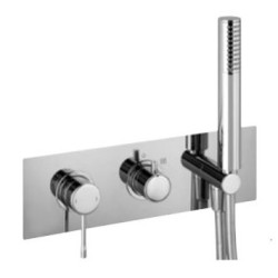 Built-in mixer with a handheld shower, alpine blue, chrome-plated