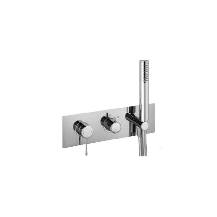 Built-in mixer with a handheld shower, alpine blue, chrome-plated