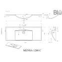 Baldinis - suspended stone mass sink BLU Mensa, 1200 x 460 mm