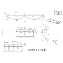 Baldinis - suspended stone mass sink BLU Mensa, 1200 x 460 mm