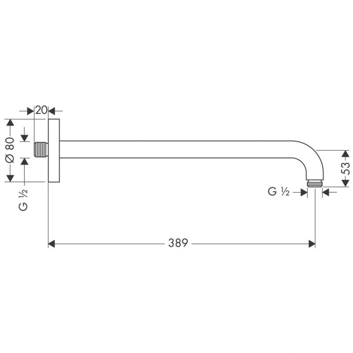Dušipea hoidja seinast HANSGROHE 38,9 cm, Kroom, 27413000