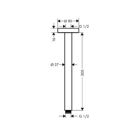 Dušikinnitaja laest HANSGROHE 30 cm, 27389000