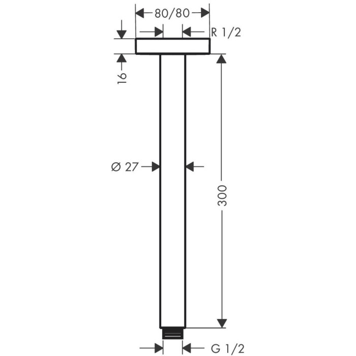 Dušikinnitaja laest HANSGROHE 30 cm, 27388000
