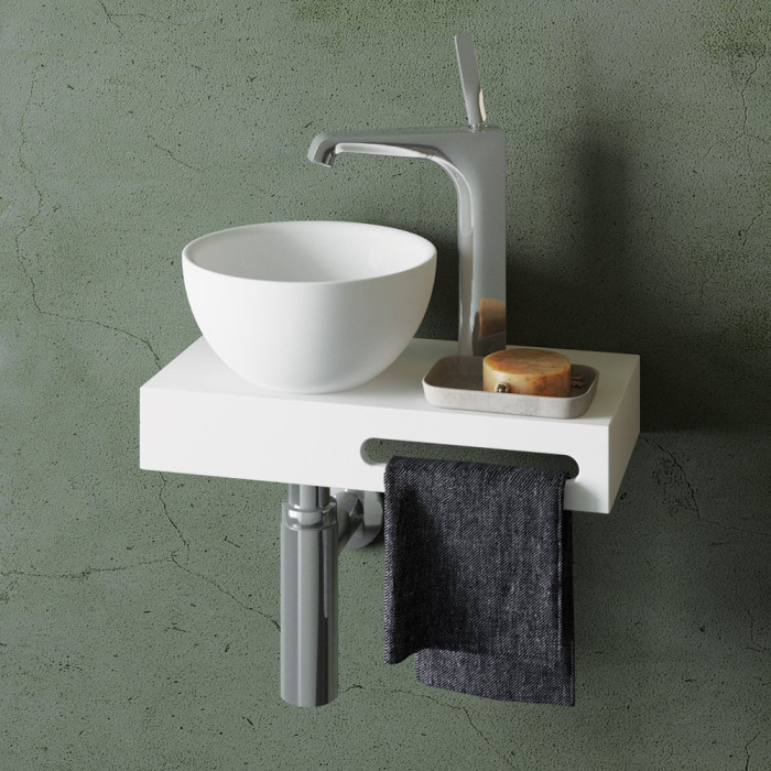 Stone mass washbasin PAA Do Silk, white, 220 mm