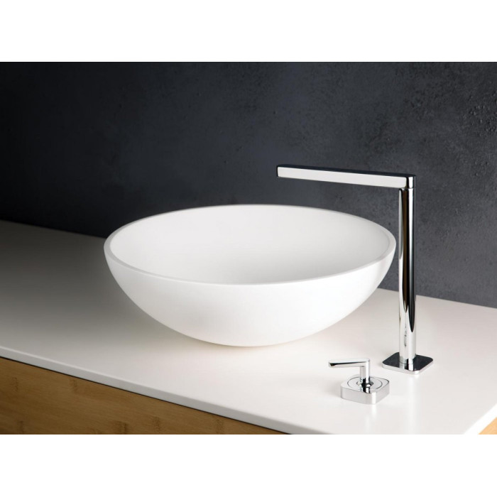 Stone mass washbasin PAA Round On Silk, white, 410 mm
