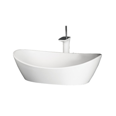 Stone composite washbasin PAA Amore Silk, white, 600 x 370 mm