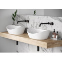 Stone composite washbasin PAA Amore Silk, white, 600 x 370 mm