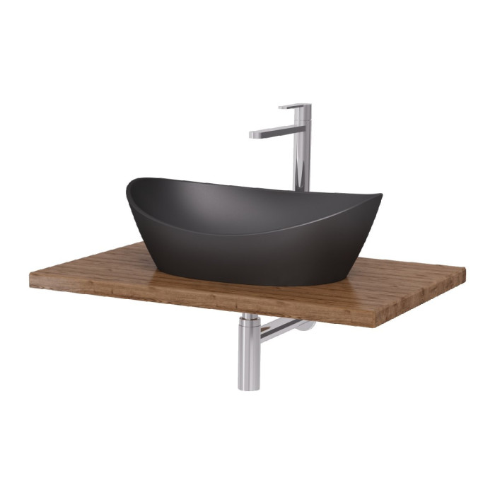Stone composite washbasin PAA Amore Silk, Graphite, 600 x 370 mm