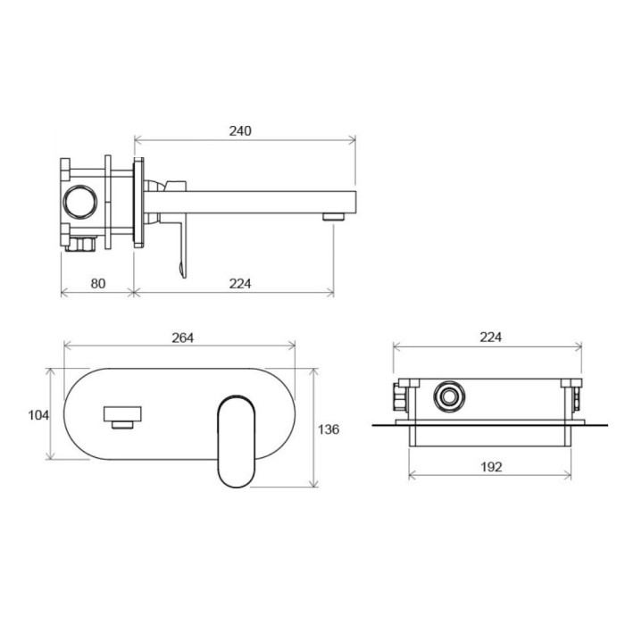 Built-in sink mixer with built-in part RAVAK Chrome