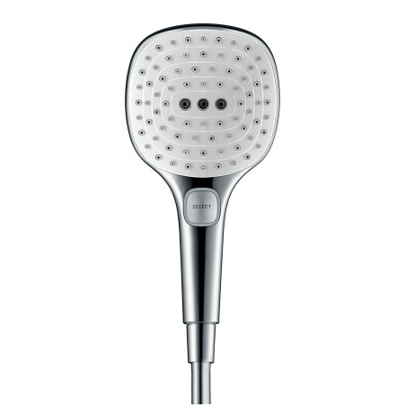 Душевая насадка HANSGROHE Raindance Select E 120 3 jet Ecosmart, белая / хром, 26520400