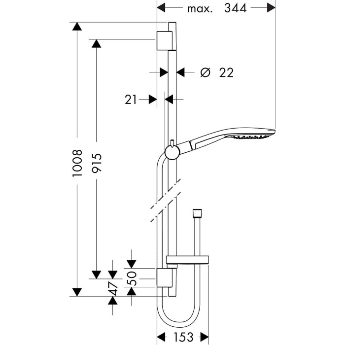 Наборы душевых стоек HANSGROHE Raindance select S150 / Unica's puro, с мыльницей, 27803000