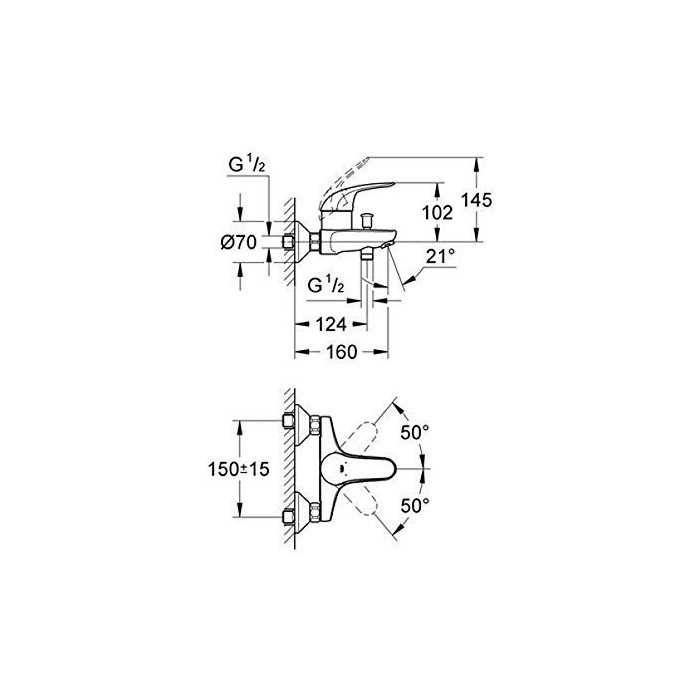 Смеситель для ванной - душ GROHE EuroEco, 33300003