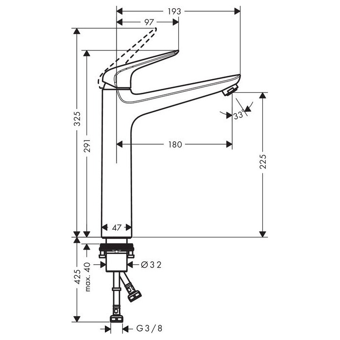 Смеситель для раковины высокий HANSGROHE Novus 230, 71124000