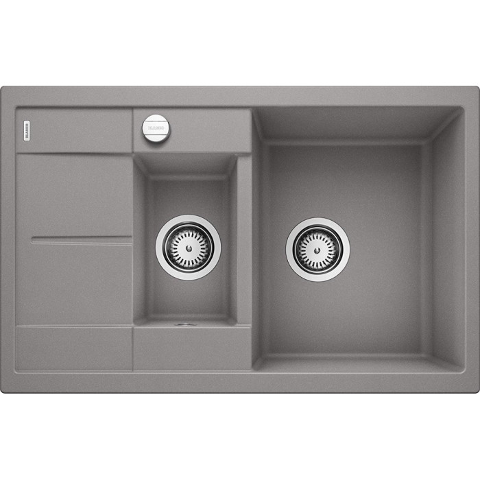 Кухонная мойка из каменной массы (гранитная) BLANCO METRA 6 S Compact, 78x50 см, алюминиевая металлическая