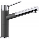 - BLANCO ALTA-S Compact mixer, stone gray/chromed with a pull-out spout