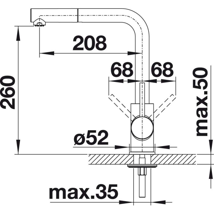 BLANCO MILA-S kitchen faucet, chrome-plated, with a pull-out hose