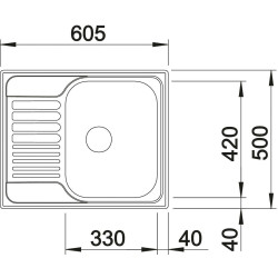 BLANCO TIPO 45 S Mini stainless steel sink, 60.5x50 cm, Matte finish
