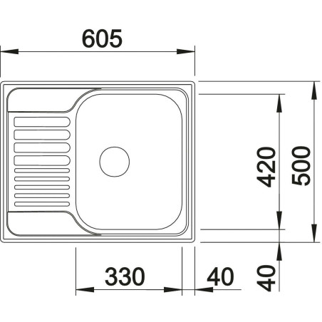 BLANCO TIPO 45 S Mini stainless steel sink, 60.5x50 cm, Matte finish