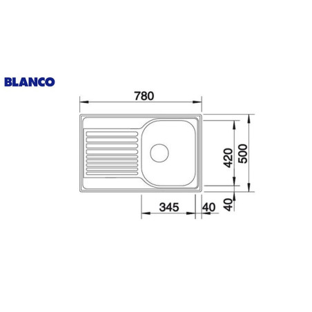 Roostevaba terasest kraanikauss BLANCO TIPO 45 S Compact, 78x50 cm, Matt pind