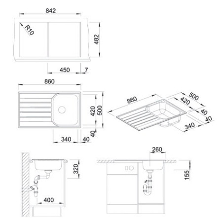 Stainless steel sink BLANCO LIVIT 45 S Salto, 86x50 cm, Matte surface