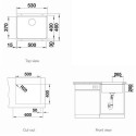 Под столешницей устанавливается мойка BLANCO ETAGON 500-U, 53x46 см, Каменный серый