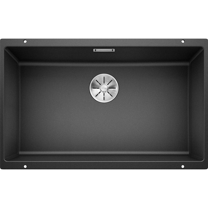 Under the countertop, a BLANCO SUBLINE 700-U sink is installed, 73x40 cm, Anthracite.