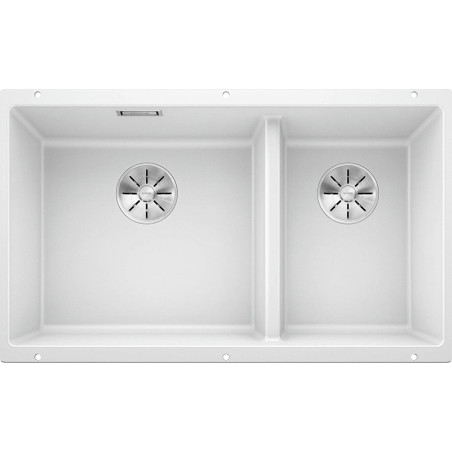 Under the countertop, a BLANCO SUBLINE 430/270-U sink is installed, 75.5x40 cm, White.