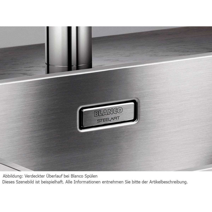 Under the countertop, a BLANCO CLARON 500-U sink is installed, 54x44 cm.