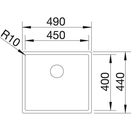Under the countertop, a BLANCO CLARON 450-IF sink is installed, 49x44 cm.