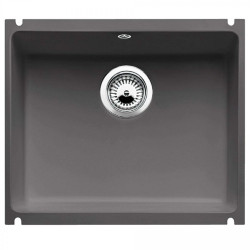 Under the countertop, a BLANCO SUBLINE 500-U ceramic sink is installed, 54.3x45.6 cm, Basalt.